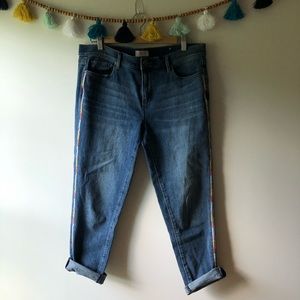 LOFT Outlet Embroidered Modern Denim Crop